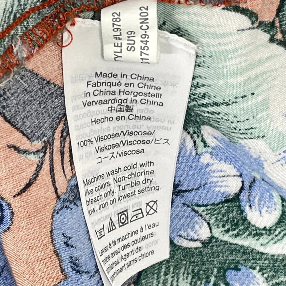 J Crew Maxi Dress Womens Large Blue Multi Floral Botanical Boho Short Sleeves - Picture 13 of 14